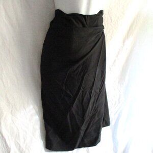 DRIES VAN NOTEN FRANCE Pleated Midi Skirt 36 BLACK Belted